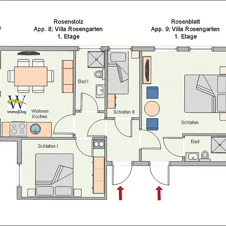 Ferienwohnung 9 Rosenblatt - Schones Einraum *